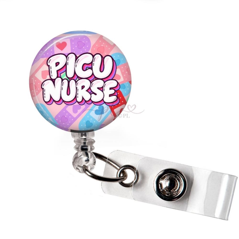 PICU Nurse Badge Reel Pediatric Intensive Care Healthcare ID Holder Nurse Gift